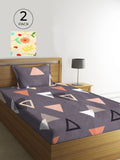 KLOTTHE Yellow Geometric Polycotton 210 TC Single Denda 2 Cadar dengan 2 Sarung Bantal-89 x 59 inci
