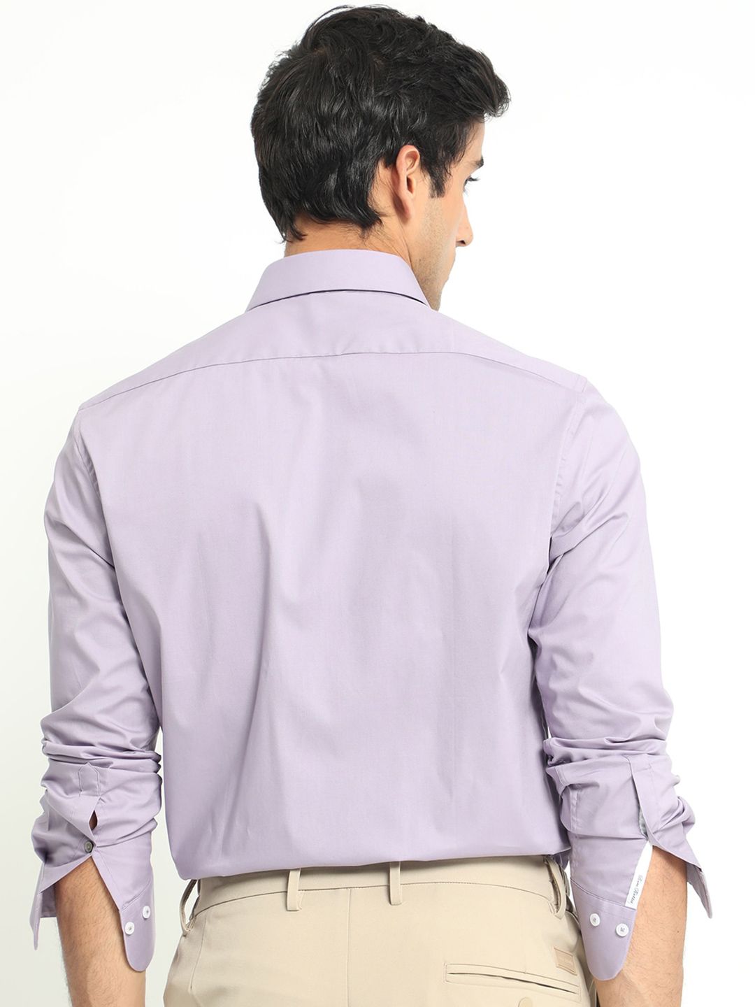 RARE RABBIT Men Neutons Purple Slim Fit Spread Collar Cotton Shirt