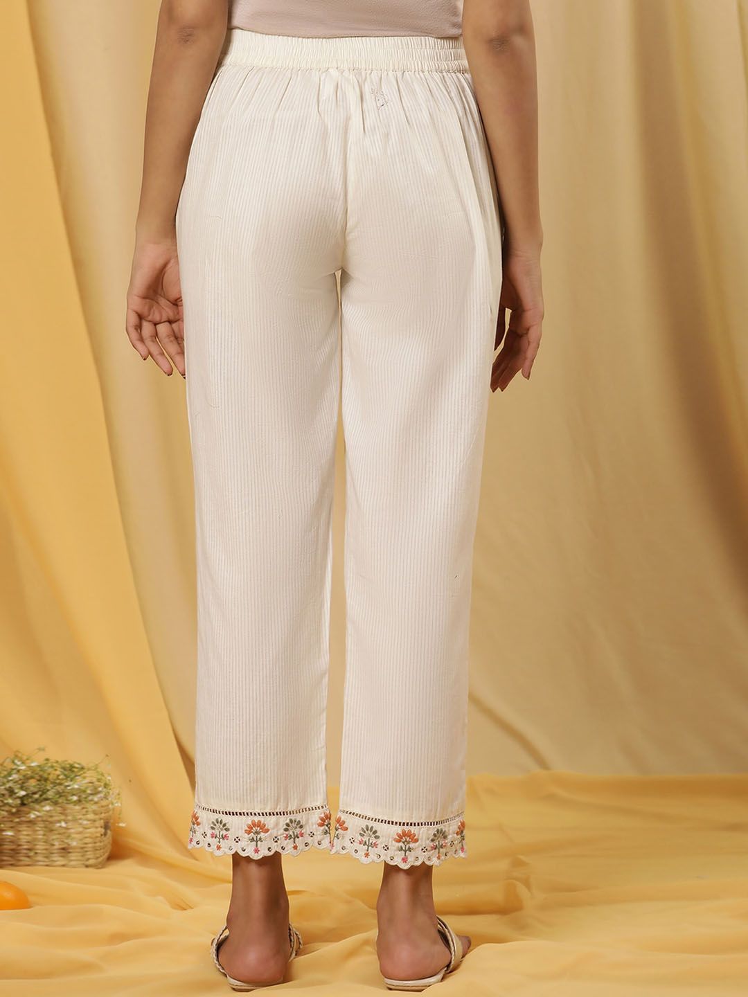 W Women Straight Fit Pure Cotton Parallel Trousers