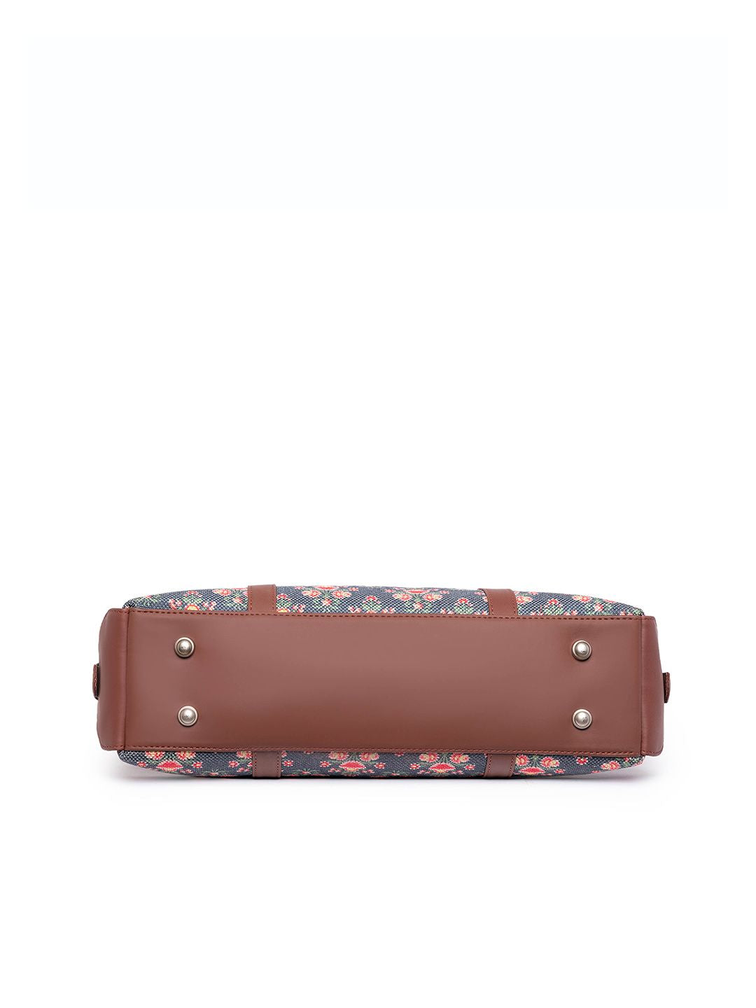 ZOUK Women Navy Blue & Brown Floral Laptop Structured Bag