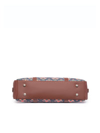 ZOUK Women Navy Blue & Brown Floral Laptop Structured Bag