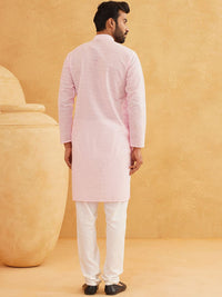 SOJANYA Geometric Embroidered Regular Pure Cotton Straight Kurta With Churidar