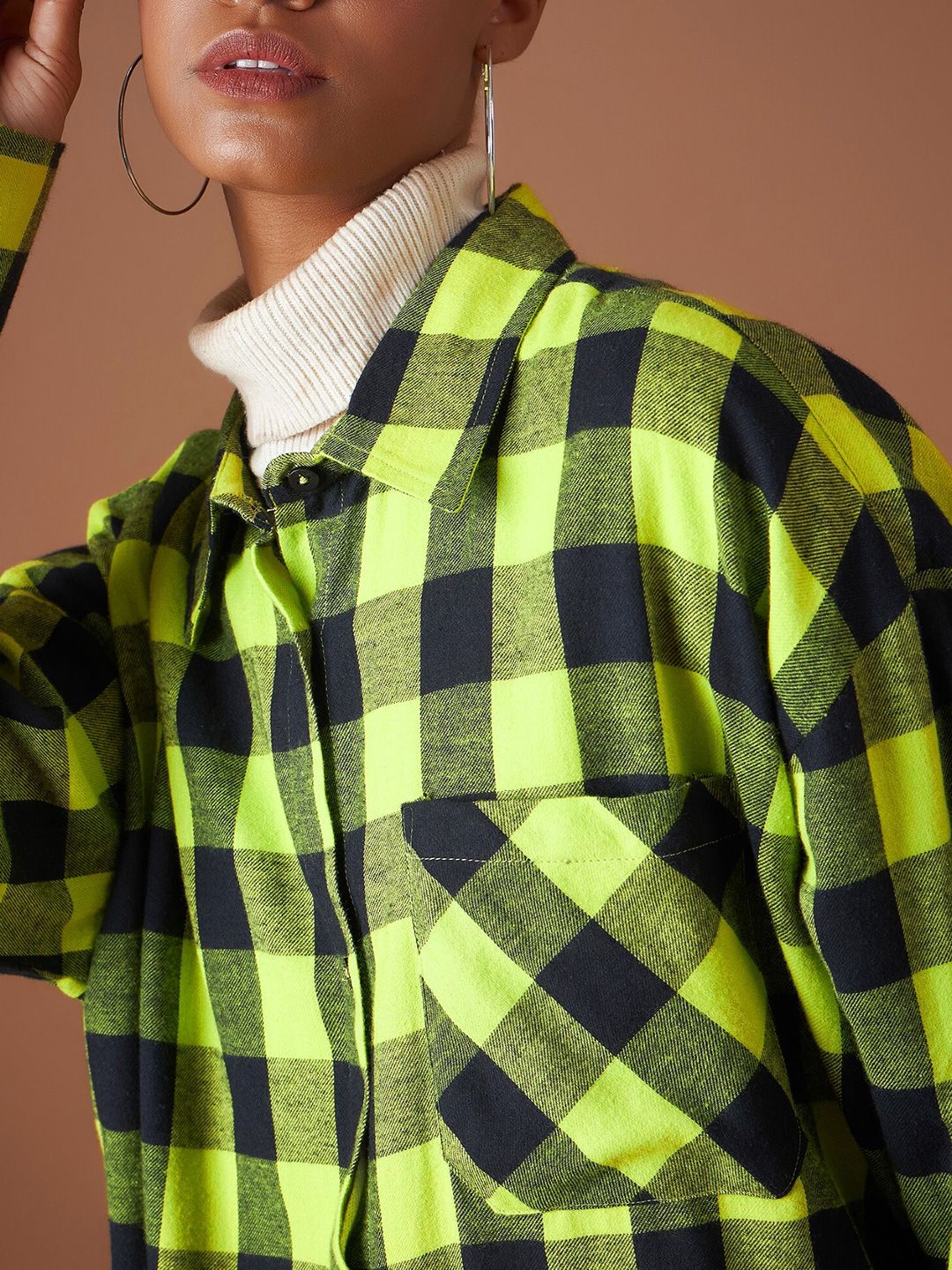 SASSAFRAS Buffalo Checked Oversized Casual Pure Cotton Shacket