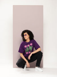 DILLINGER Women Graphic Printed Embossed Oversized T-shirt