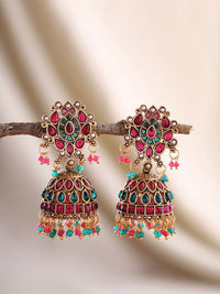 Jhumkas kontemporari bersalut emas Priyaasi