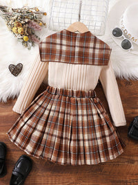 YK Checked Fit & Flare Dress