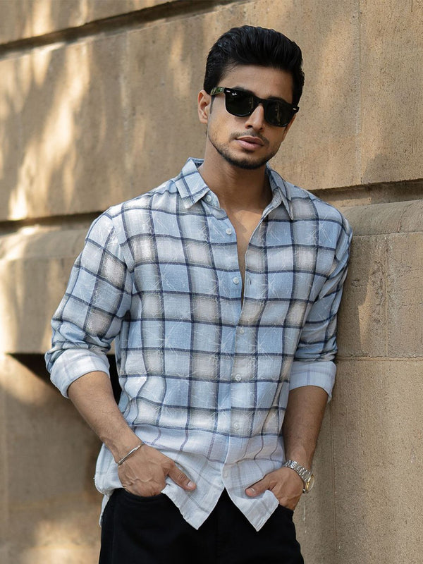Powerlook Men Tartan Checks Checked Spread Collar Cotton Casual Shirt