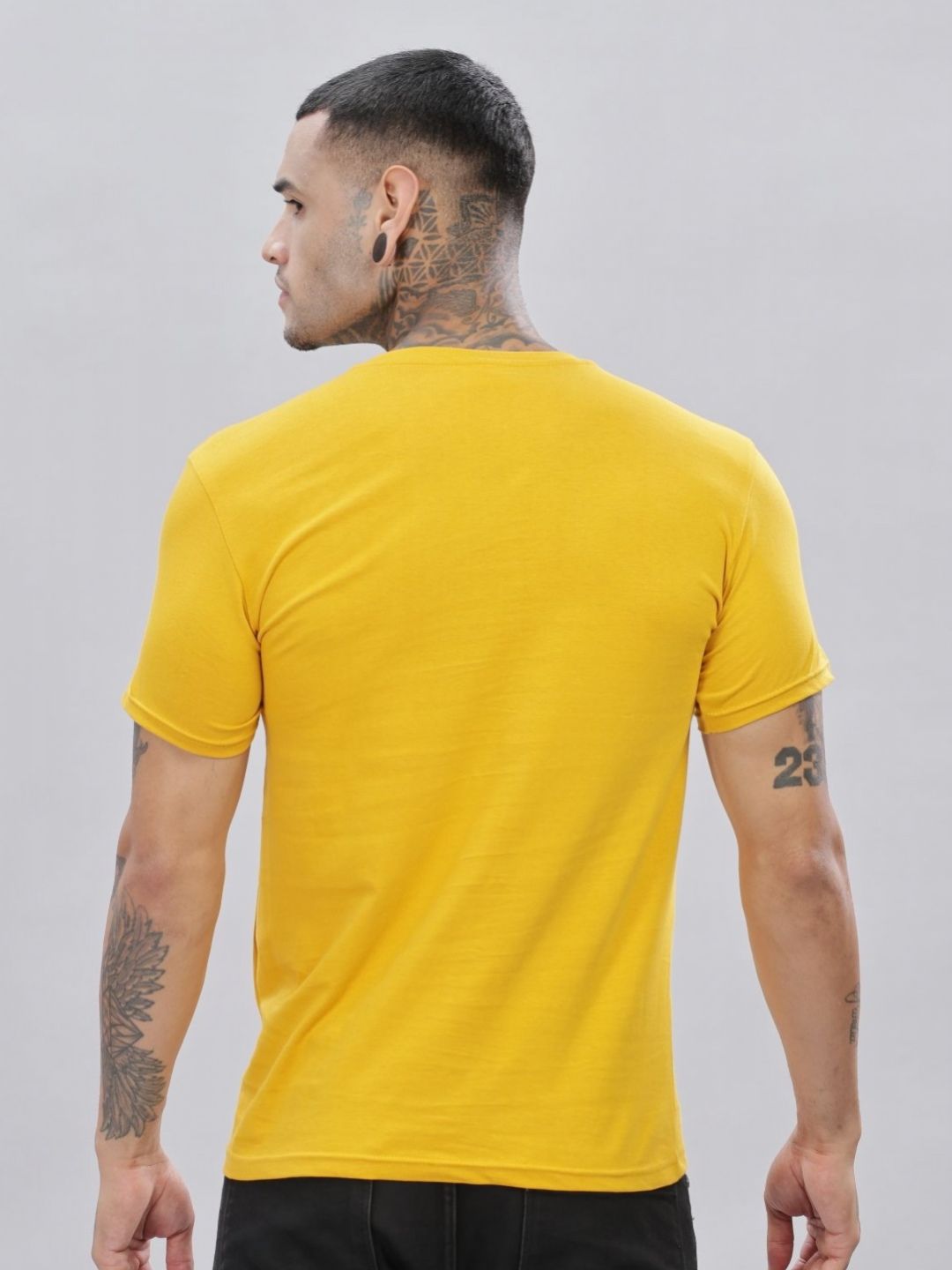 ADRO Lelaki Solid V-Neck Cotton T-shirt