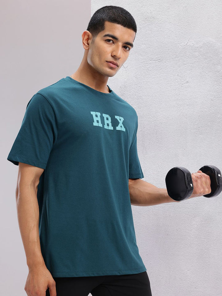 HRX by Hrithik Roshan Brand Logo Printed Drop-Shoulder Sleeves Relaxed Training T-shirt
