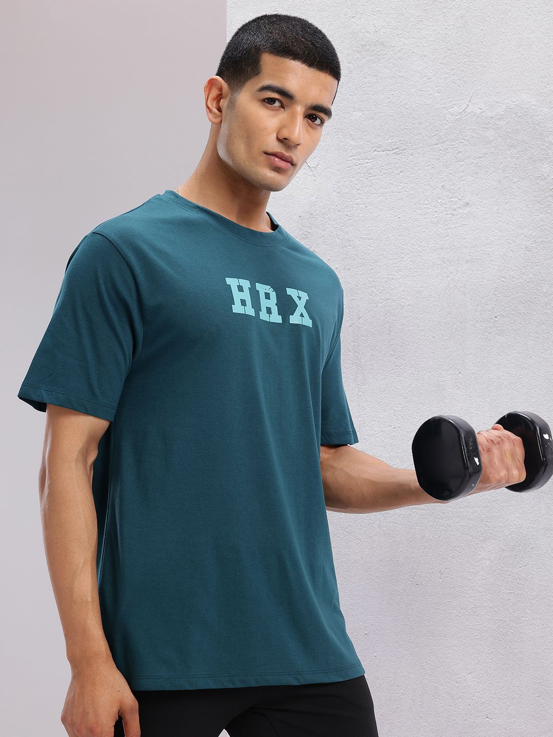 HRX by Hrithik Roshan Brand Logo Printed Drop-Shoulder Sleeves Relaxed Training T-shirt