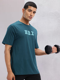 HRX by Hrithik Roshan Brand Logo Printed Drop-Shoulder Sleeves Relaxed Training T-shirt