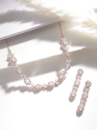 Rubans 18k Rose Gold-Plated Putih Zirkonia Kalung Buatan Kalung Buatan Kalung