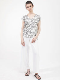 RAREISM V-Neck Floral Print Flutter Sleeve Top