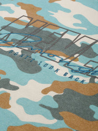 The Indian Garage Co Men Beige & Turquoise Blue Printed Hooded Sweatshirt