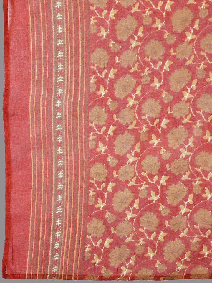 Libas Floral Printed Regular Gotta Patti Pure Cotton Kurta with Palazzos & With Dupatta