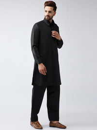 SOJANYA Lelaki Hitam Solid Kurta Lurus