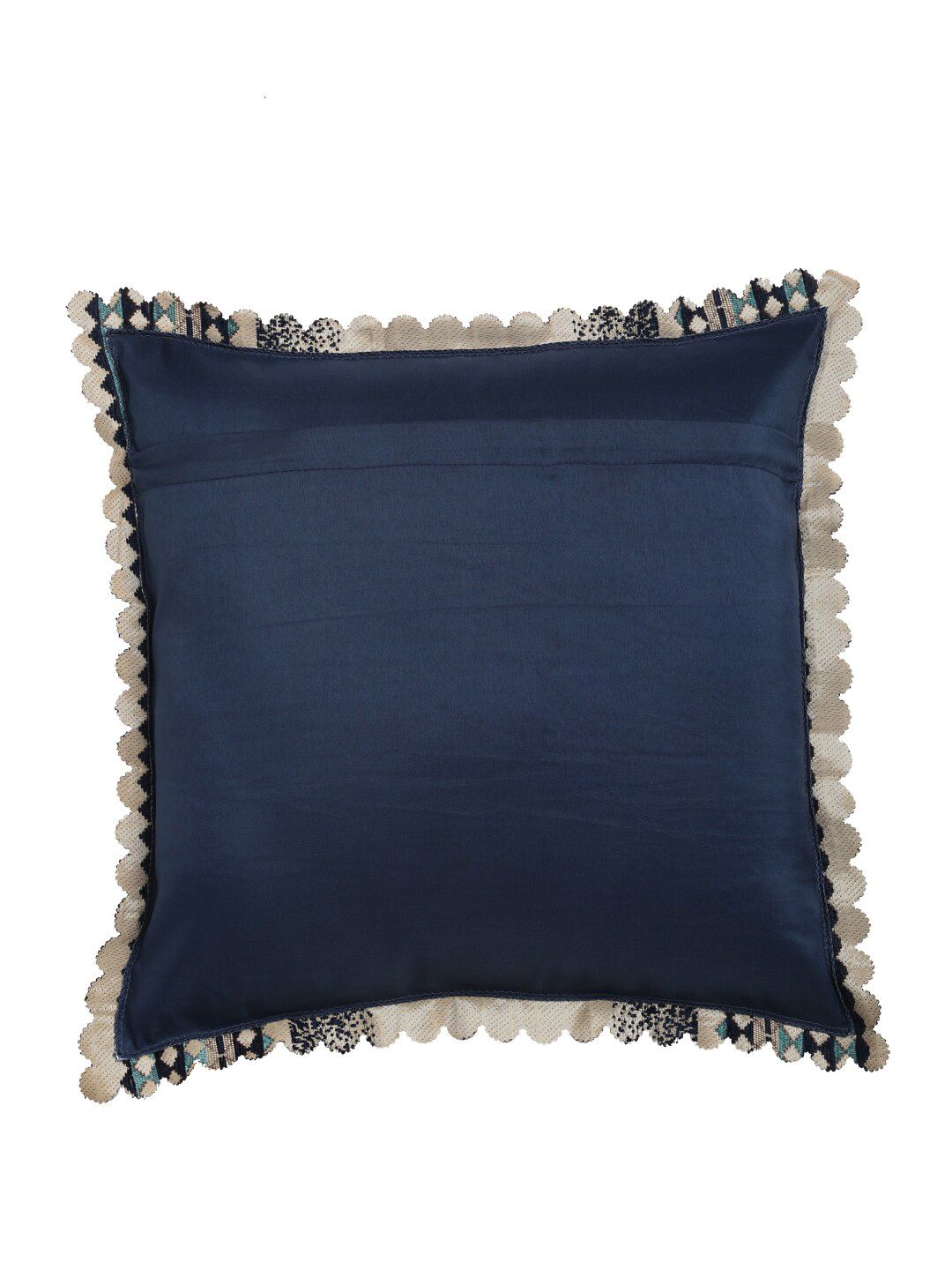 HOSTA HOMES Navy Blue & Grey Set of 2 Geometric Velvet Square Cushion Covers