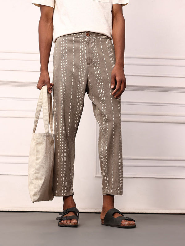 Mr Bowerbird Men Printed Pure Cotton Liberal Fit Trousers With a Notepad