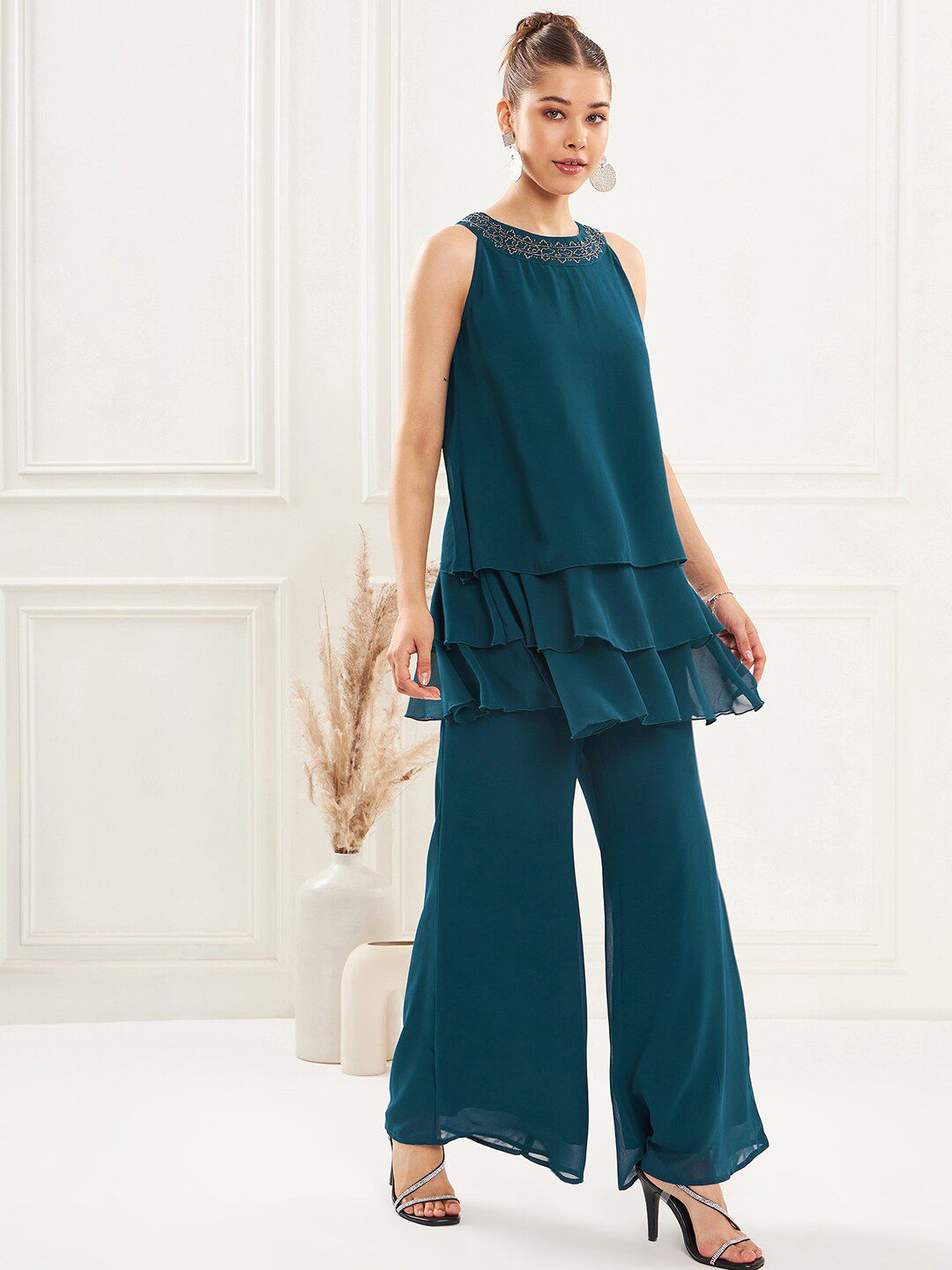 Antheaa Embellished Tunic & Palazzo