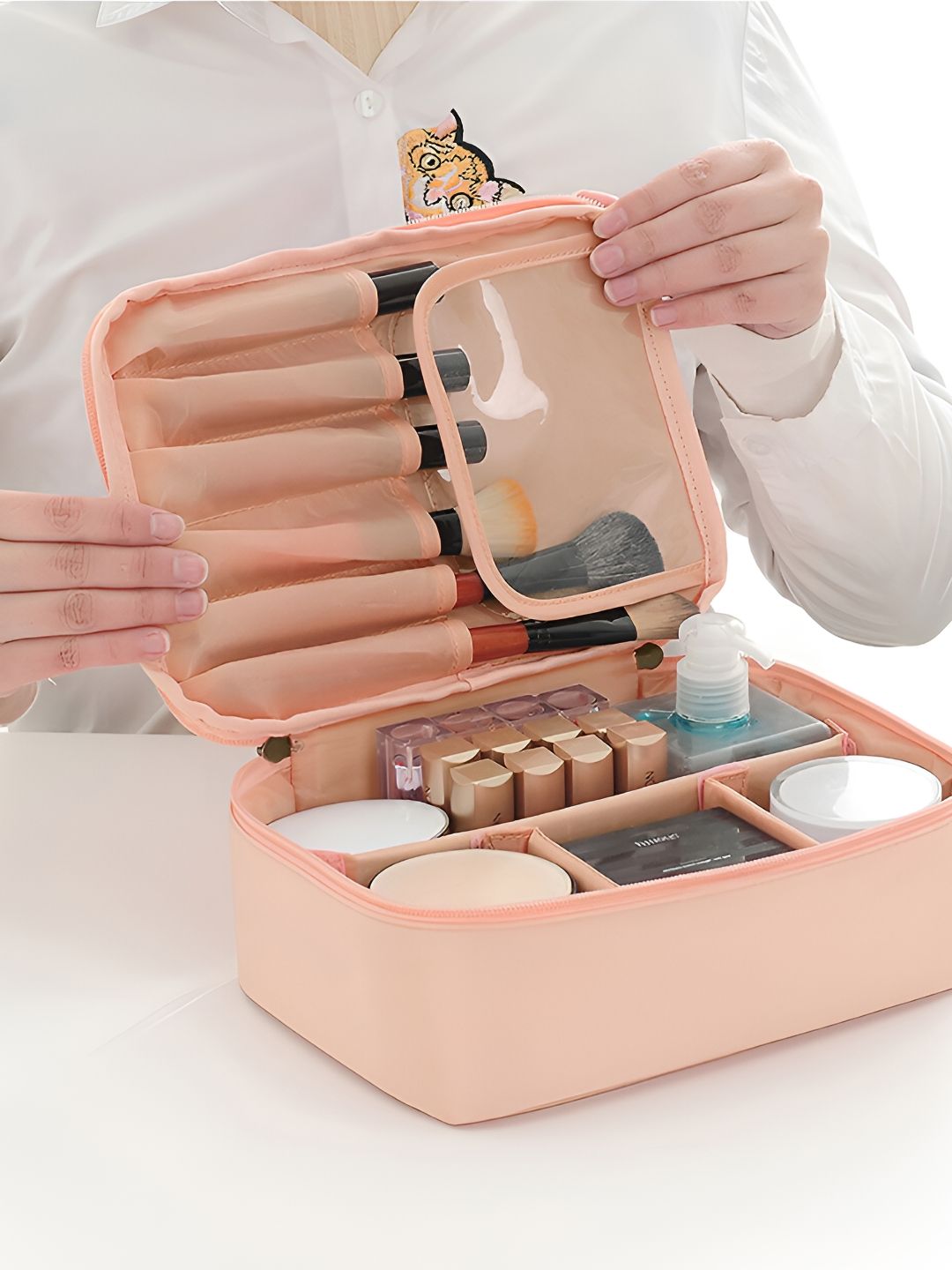 Cortina Pink Water Resistant Makeup Organiser