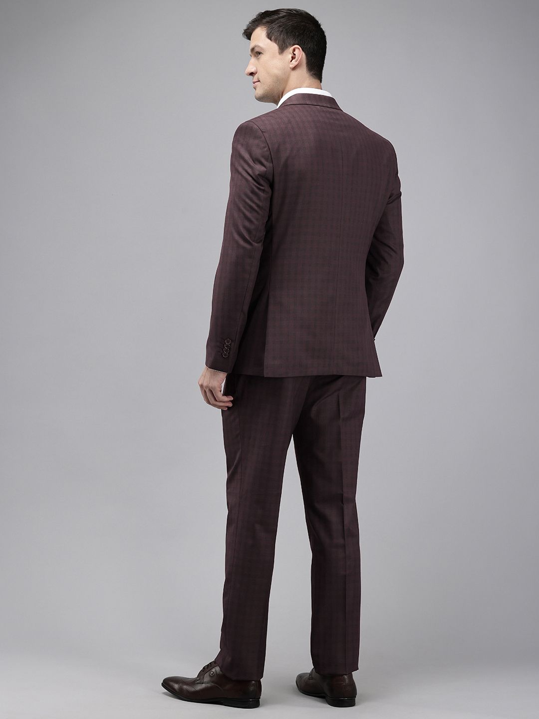 Park Avenue Super Slim Fit Checked 3 Piece Formal Suit
