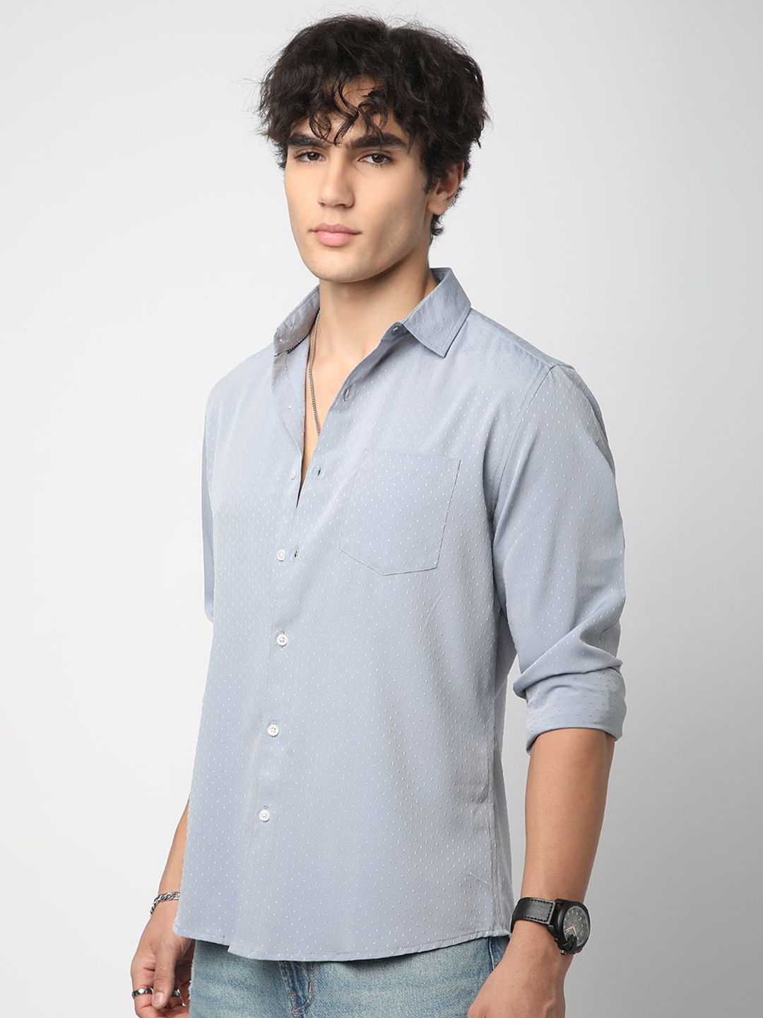 VASTRADO Men Classic Cutaway Collar Micro Ditsy Printed Casual Shirt
