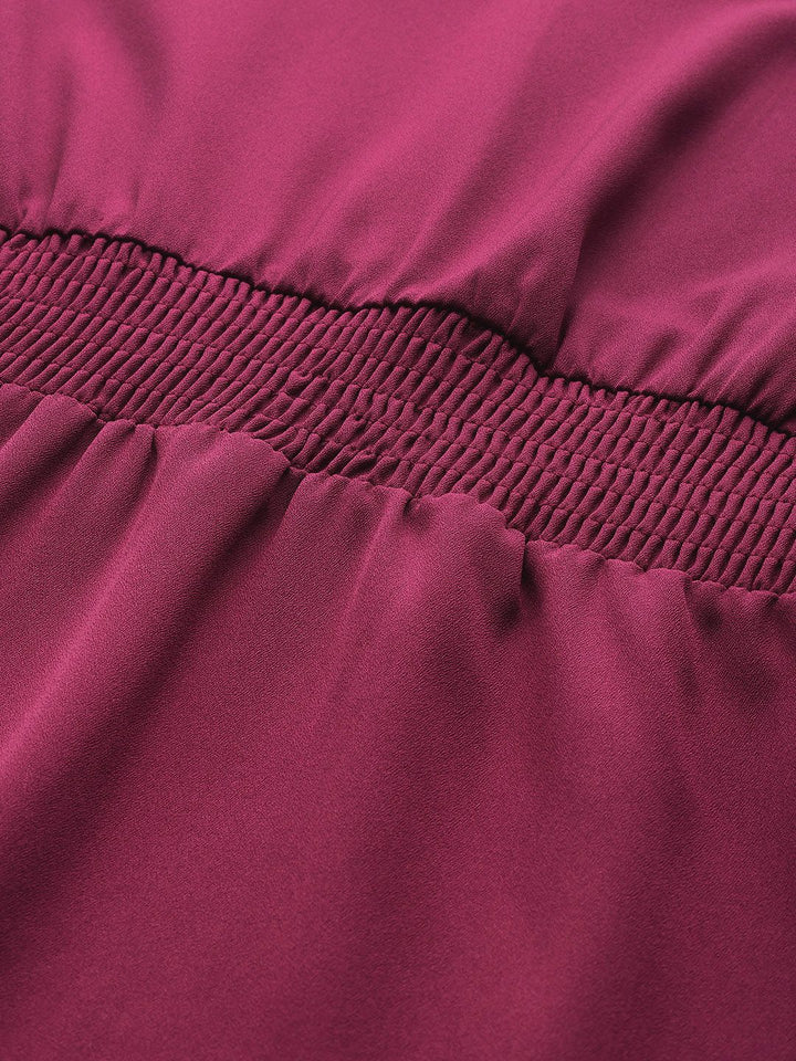 all about you Keyhole Neck Puff Sleeves Smocked Detail Fit & Flare Dress