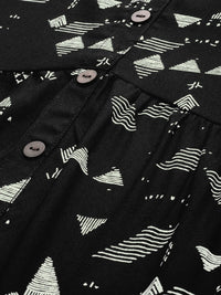 Anouk Women Black & White Printed Fusion A-Line Kurta