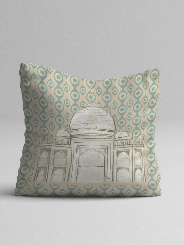 STITCHNEST Teal & Cream-Coloured Set of 5 Ethnic Motifs Square Cushion Covers