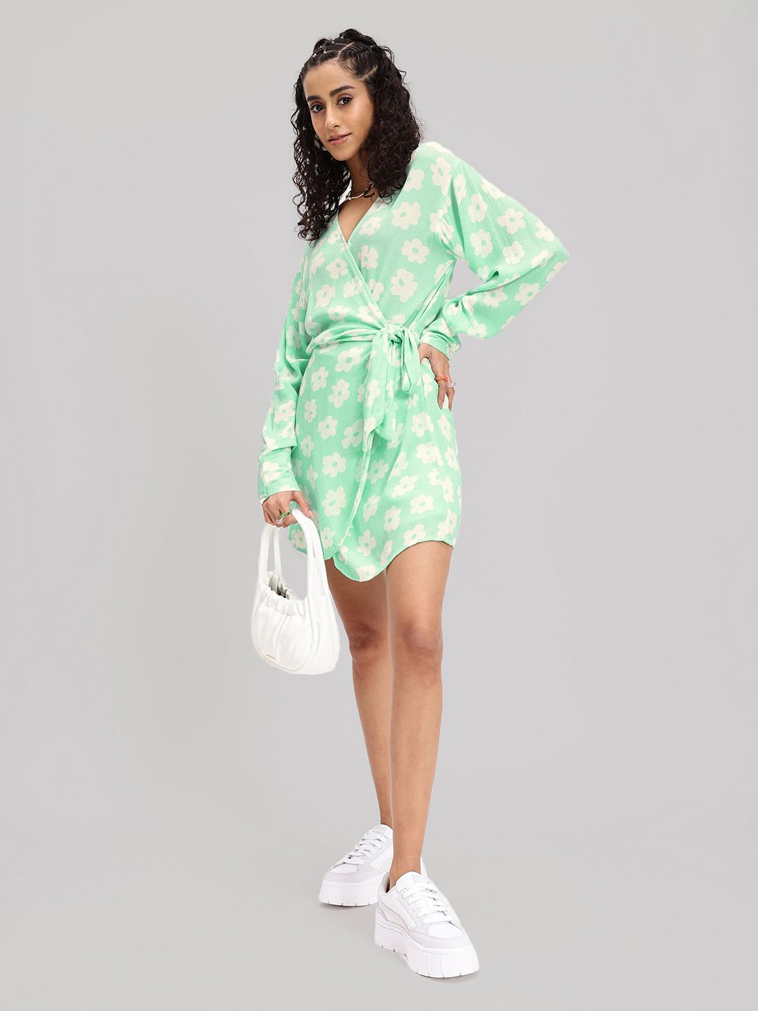 DressBerry 90s Florals Wrap Twist Mini Dress