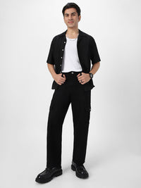 Urbano Fashion Men Cotton Cuban Collar Textured Oversized Casual Shirt