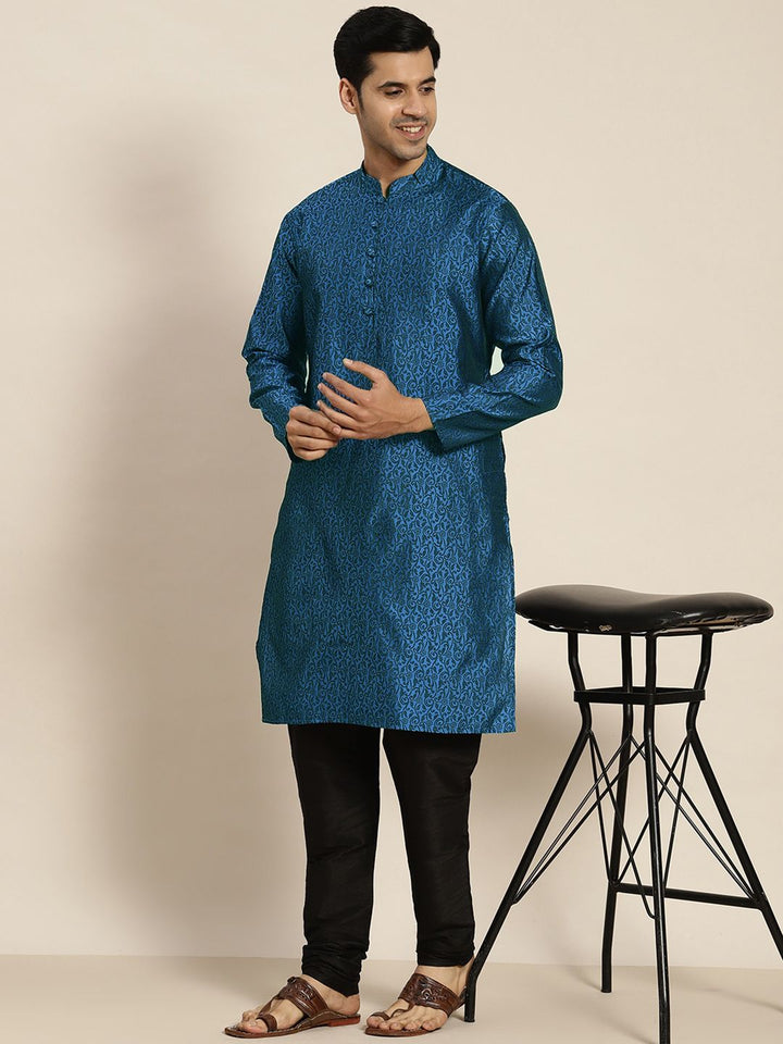 SOJANYA Men Teal Jacquard Kurta