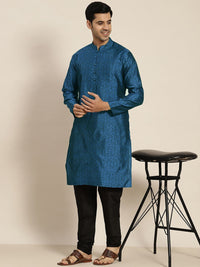 SOJANYA Men Teal Jacquard Kurta