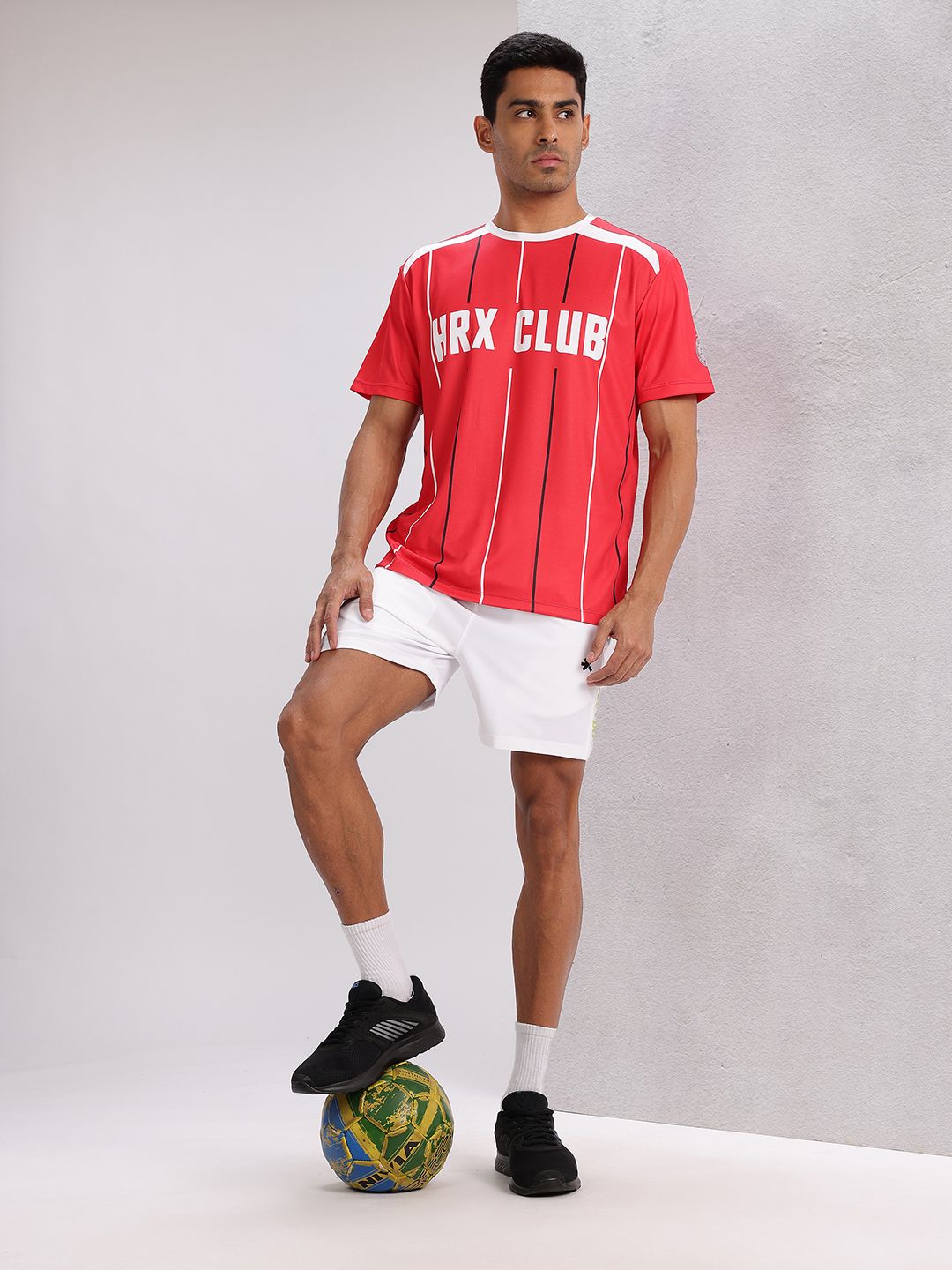 HRX by Hrithik Roshan Striped & Printed Football Jersey