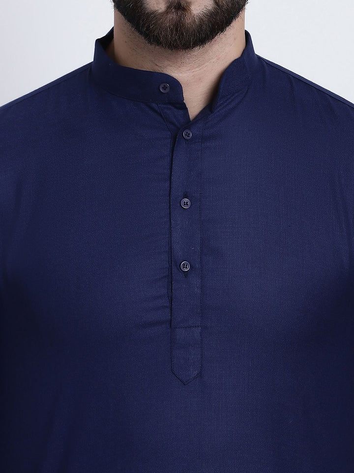 Anug by SOJANYA Men Navy Blue Mandarin Collar Kurta
