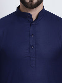 Anug by SOJANYA Men Navy Blue Mandarin Collar Kurta