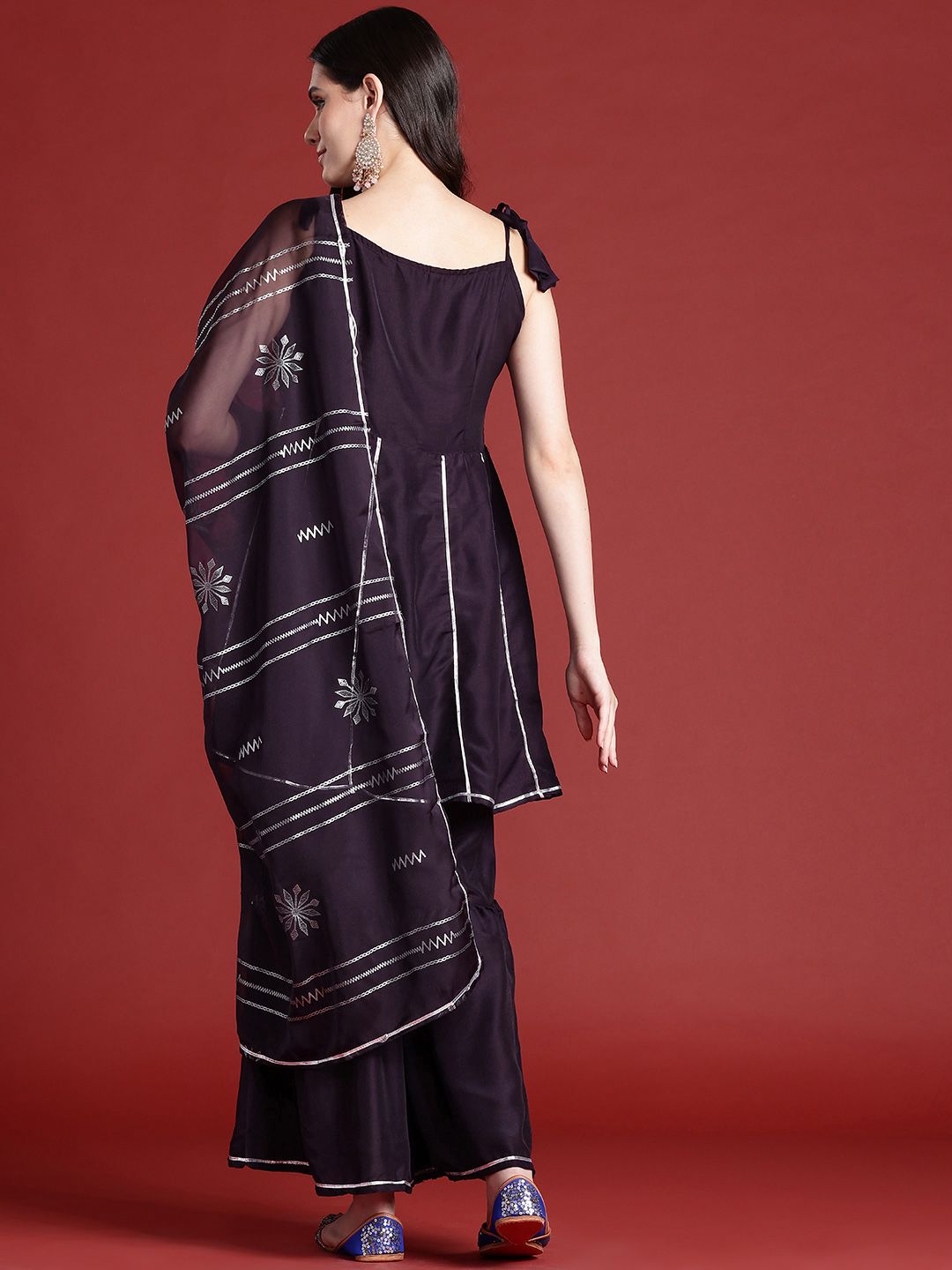 Anouk Ethnic Motifs Print Gotta Patti Kurta with Sharara & Dupatta