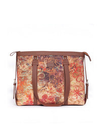 ZOUK Red & Yellow Printed Vegan Leather Sustainable Laptop Bag