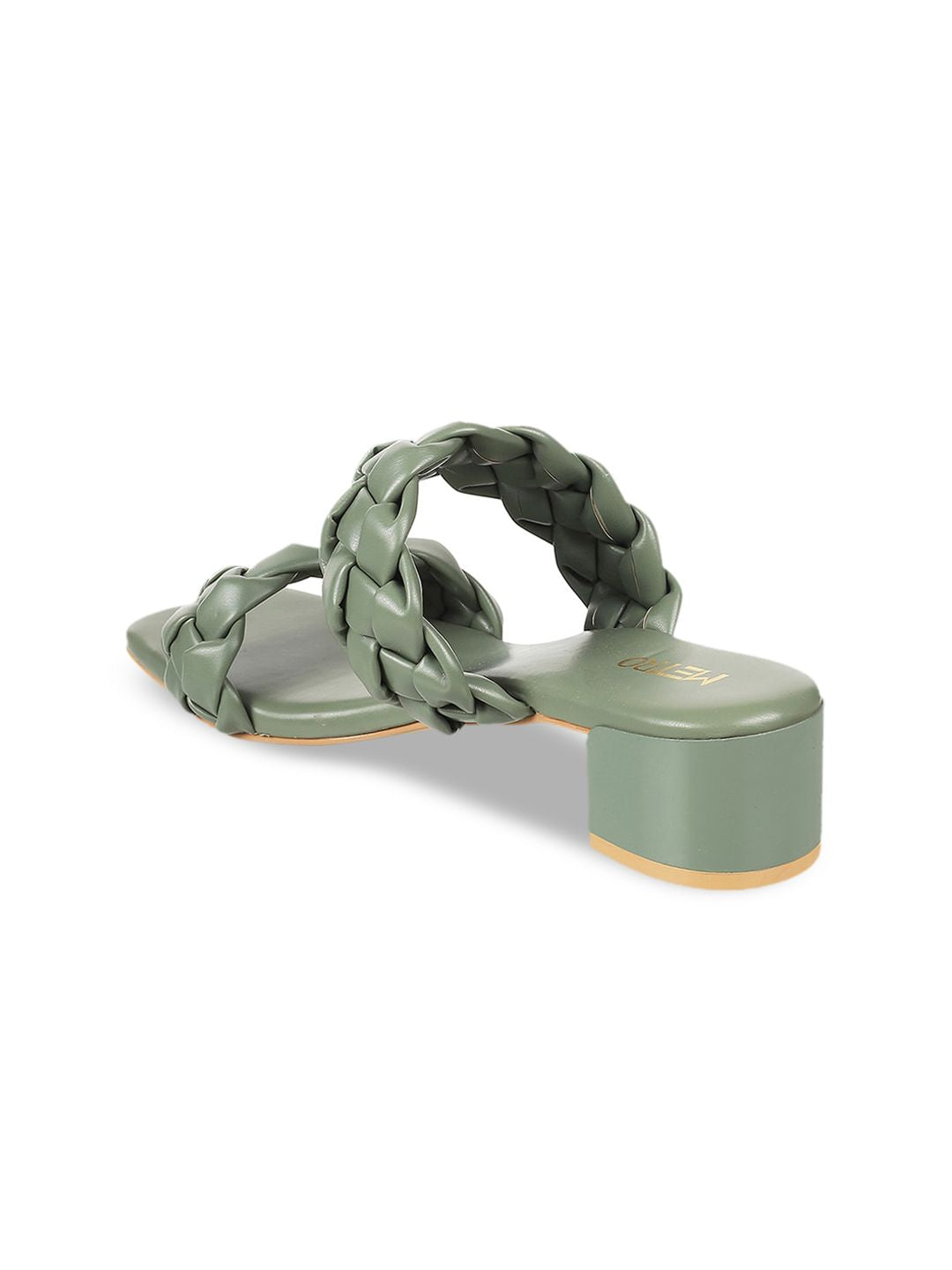 Metro Green Textured Synthetic Regular Height Block Mules
