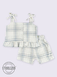 Moms Love Infant Girls Cotton Checked Top with Shorts