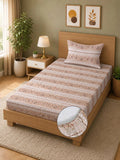 Moda Rapido X KLOTTHE Beige & Brown Floral 400 TC Single Bedsheet with 1 Pillow Covers