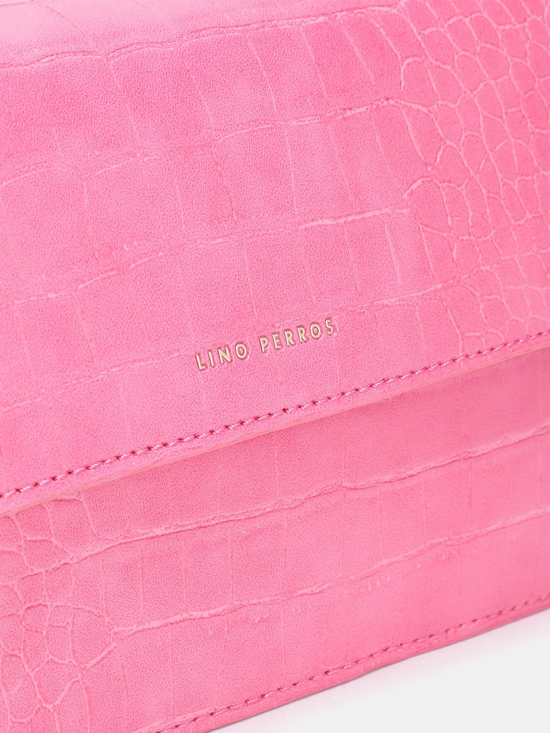 Lino Perros Croc-Textured Structured Shoulder Bag