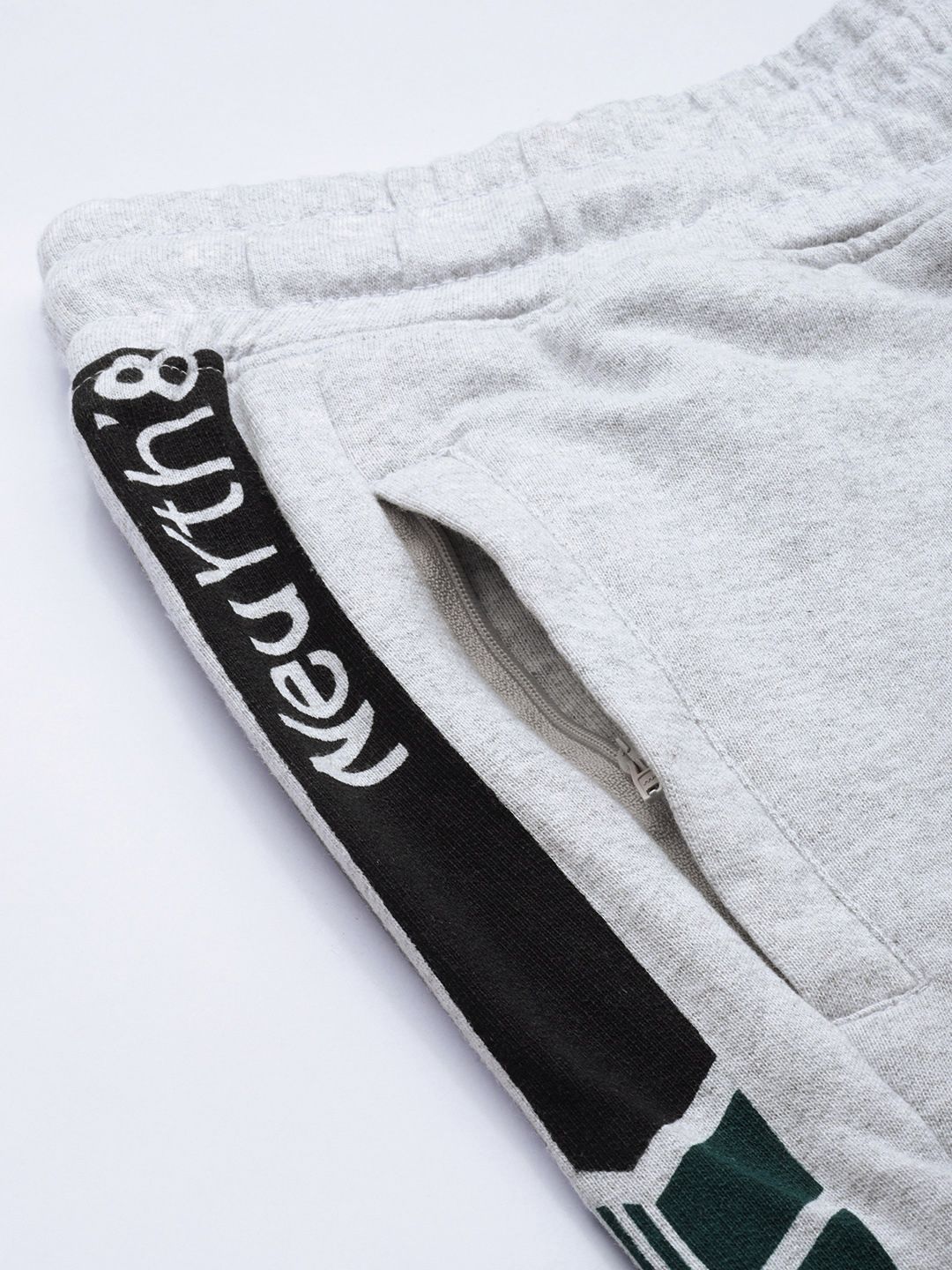 The Indian Garage Co Men Grey & Teal-Green Printed Slim-Fit Joggers