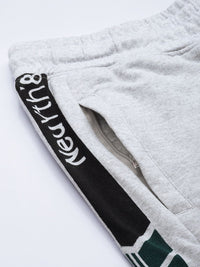 The Indian Garage Co Men Grey & Teal-Green Printed Slim-Fit Joggers