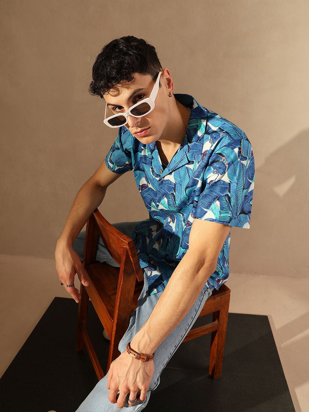 DENNISON Leaf Printed Oversized Shirt