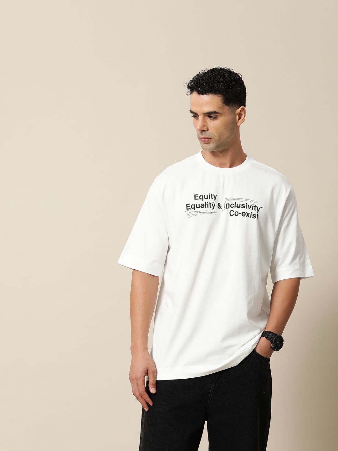 Mr Bowerbird Typography Printed Drop-Shoulder Sleeves Correction Oversized Tee