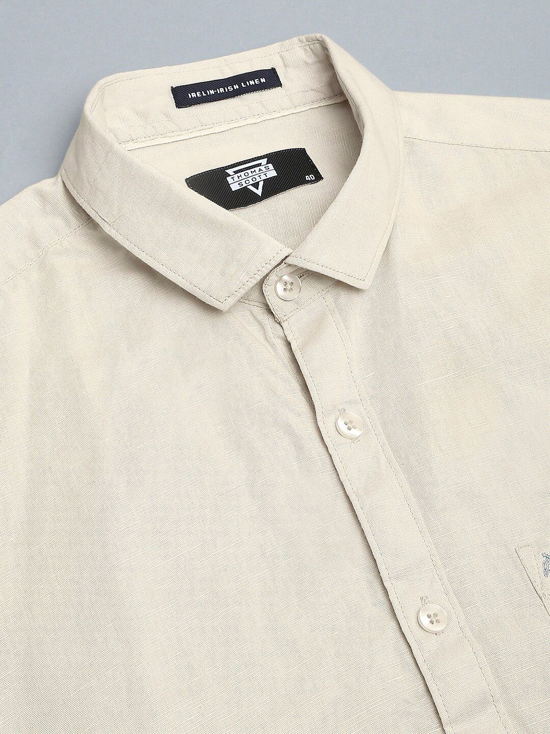 Thomas Scott Classic Slim Fit Opaque Cotton Linen Casual Shirt