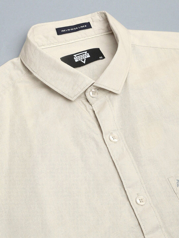 Thomas Scott Classic Slim Fit Opaque Cotton Linen Casual Shirt