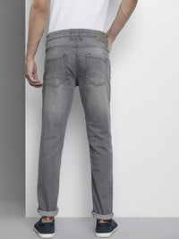 The Indian Garage Co Men Grey Slim Fit Light Fade Printed Stretchable Jeans