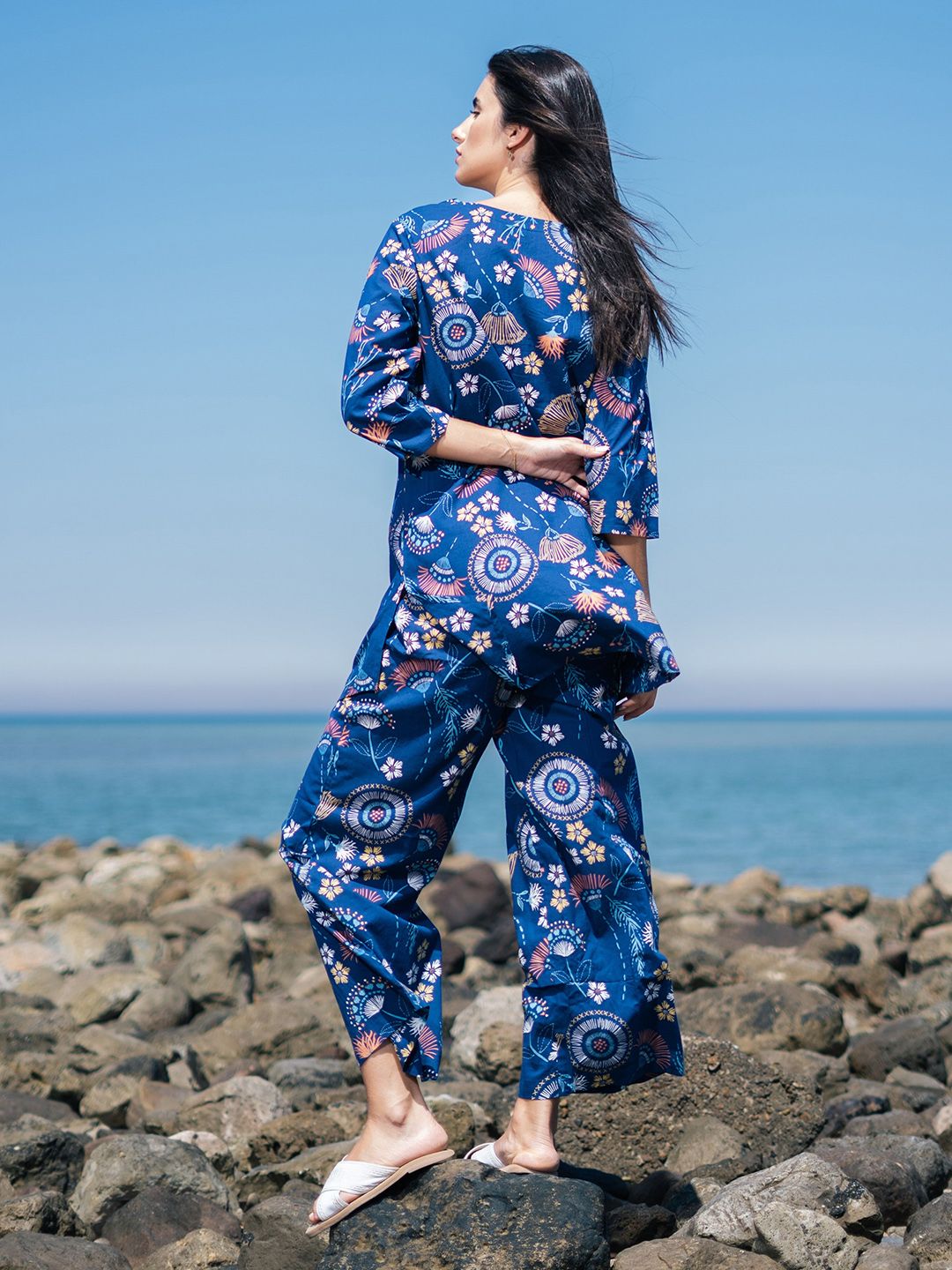 SANSKRUTIHOMES Ethnic Motif Pure Cotton Top & Trouser Co-Ord Set